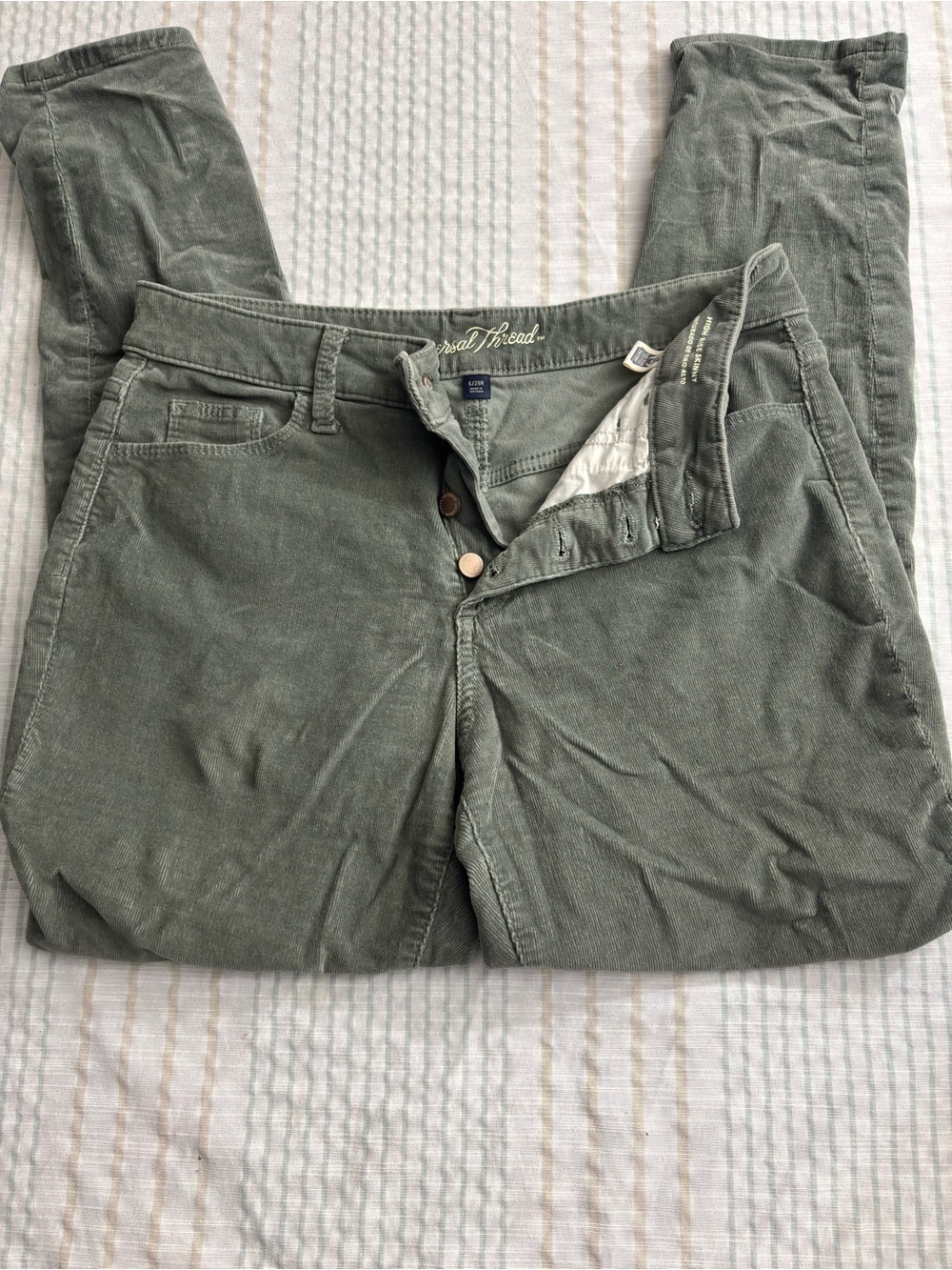 Universal Thread Women's Skinny Corduroy Pants in Olive